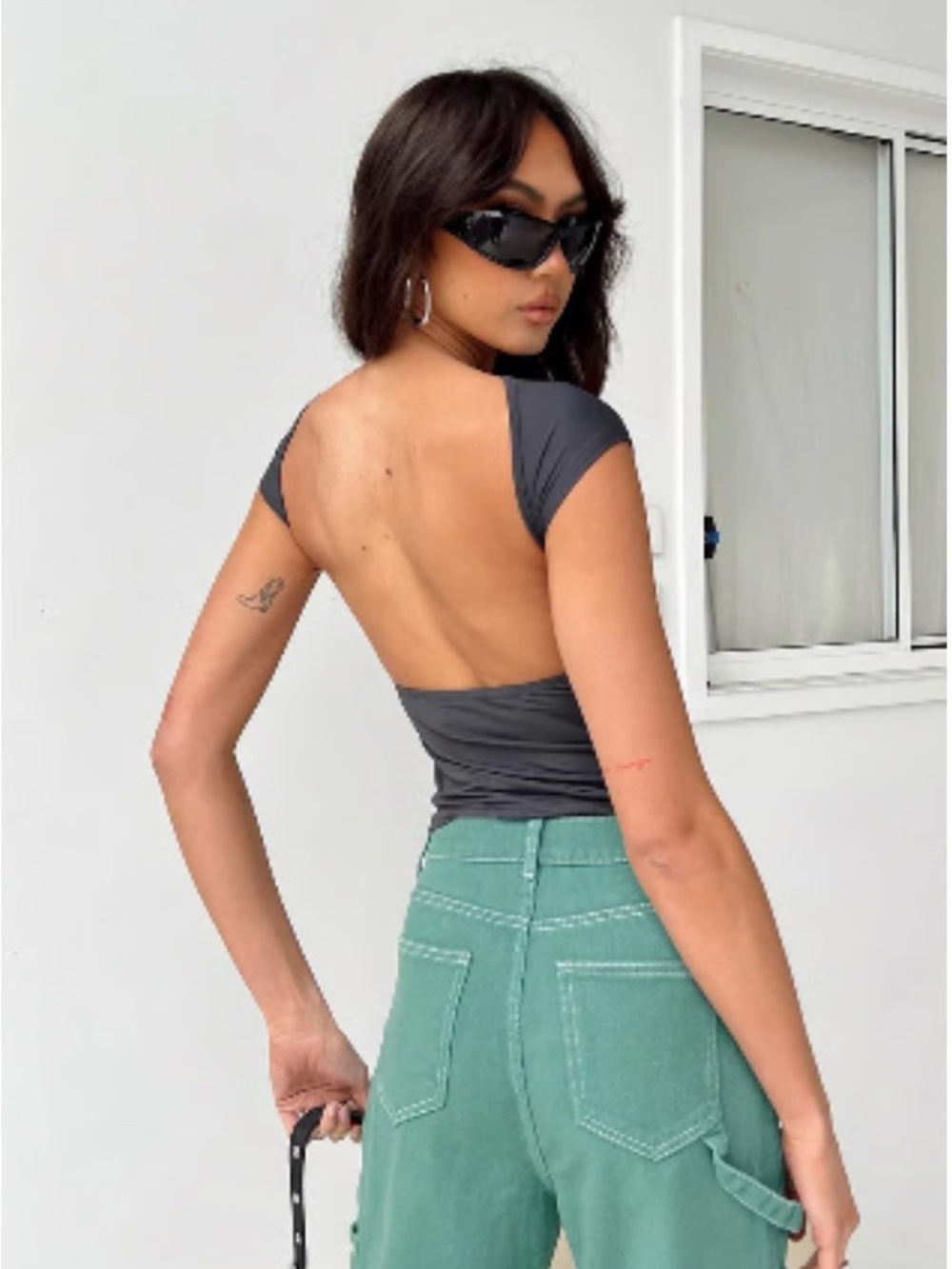 Princess Polly Charcoal Gray Open-Back Tank size M or L